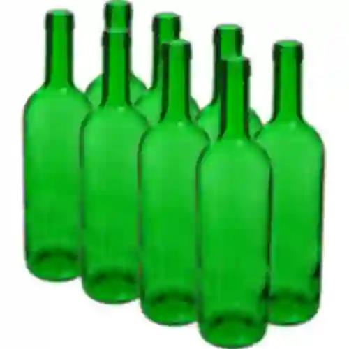 Butelka na wino 0,75 L zielona - zgrzewka 8 szt.